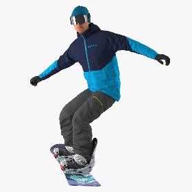 3D Snowboard Man Rigged